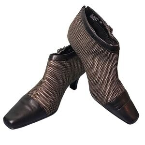 Aerosoles Tweed Womens Size 8 Cap Toe Faux Leather Bootie Black Undercover